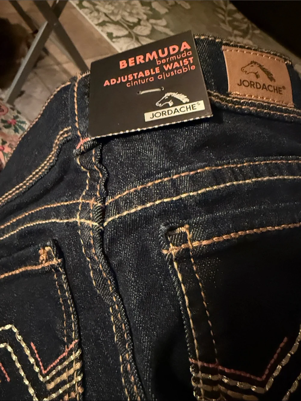 Jordache Dark Blue Denim Kids Shorts with Contrast Stitching
